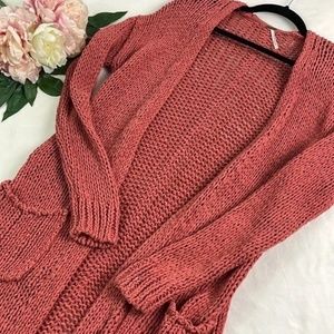 Free People Open Front Long Cardigan Terracotta Size S *See photos*